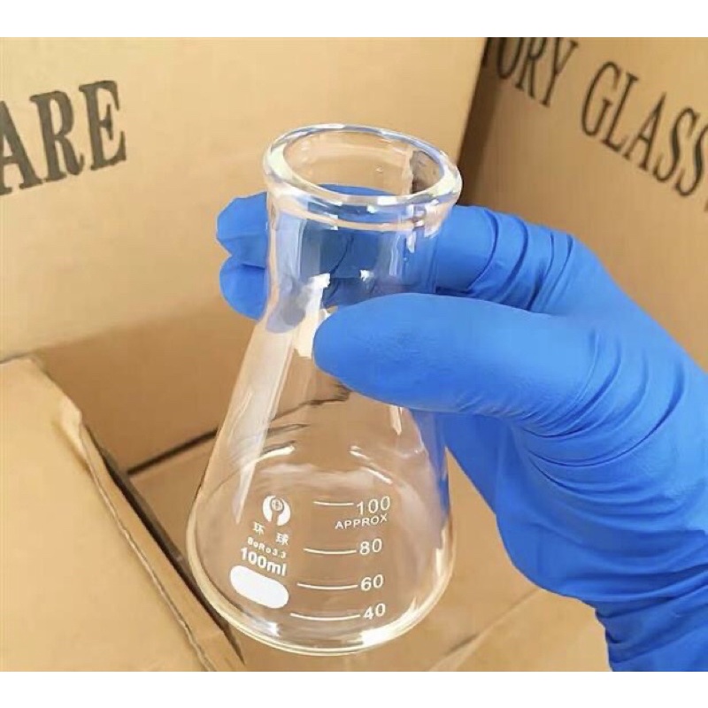 Bình tam giác thủy tinh, Erlenmeyer, bình nón thủy tinh cổ trơn chịu nhiệt