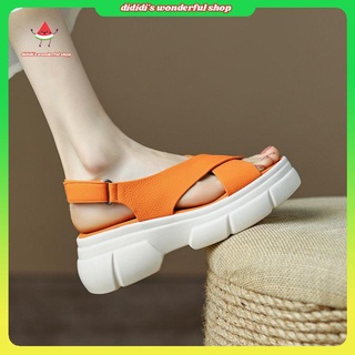 Giày sandal da đế xuồng quai chéo thời trang nữ