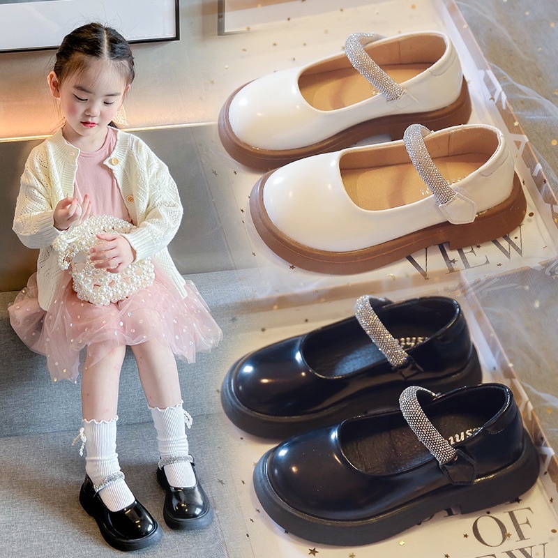 Giày búp bê quai đá cho bé gái chất liệu da bóng siêu sáng đế êm chống trượt