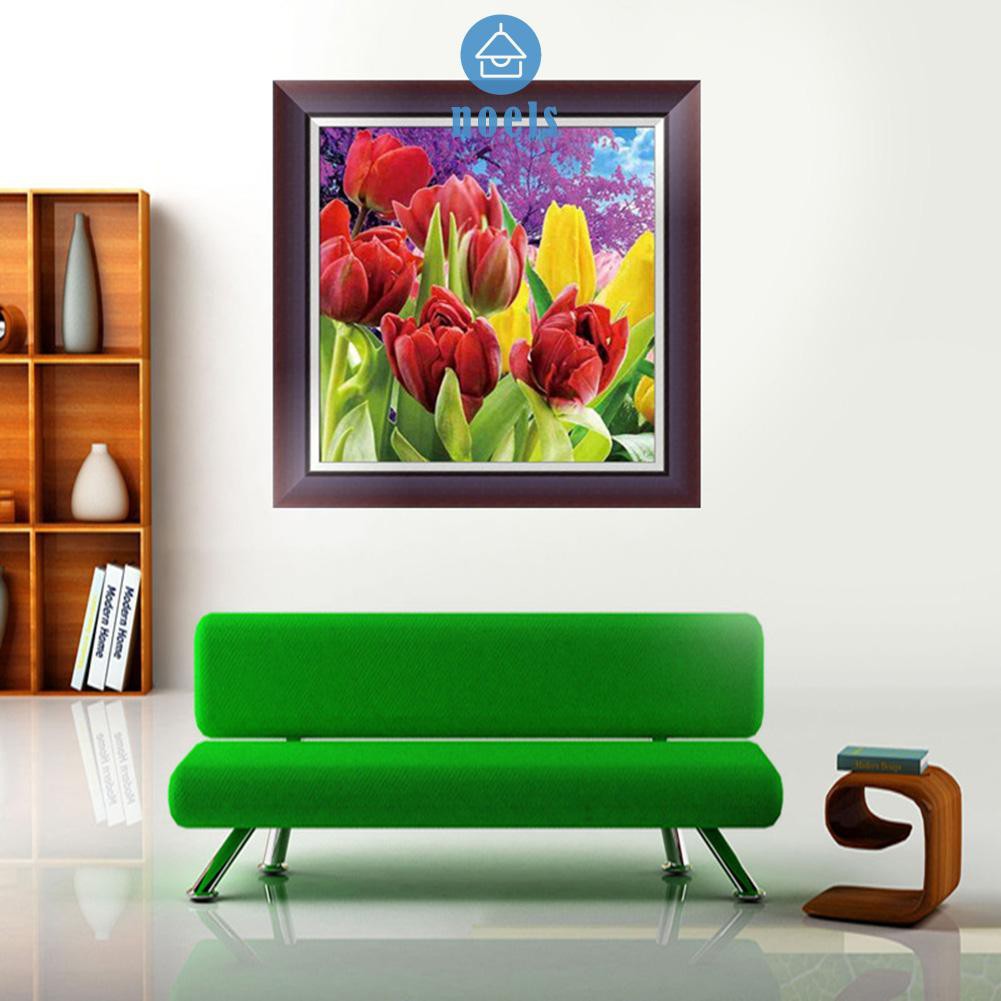 Tranh Thêu Trang Trí Thủ Công 5d Hoa Tulip (Mũi Thêu Hình X)