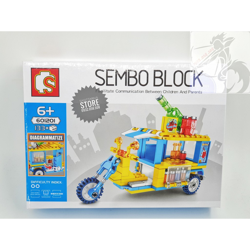 Combo 4 Hộp Lego Sembo Block 601200 ~ 301203 Lắp Ráp Cửa Hàng Lưu Động ( 542 Mảnh )- Hàng có sẵn