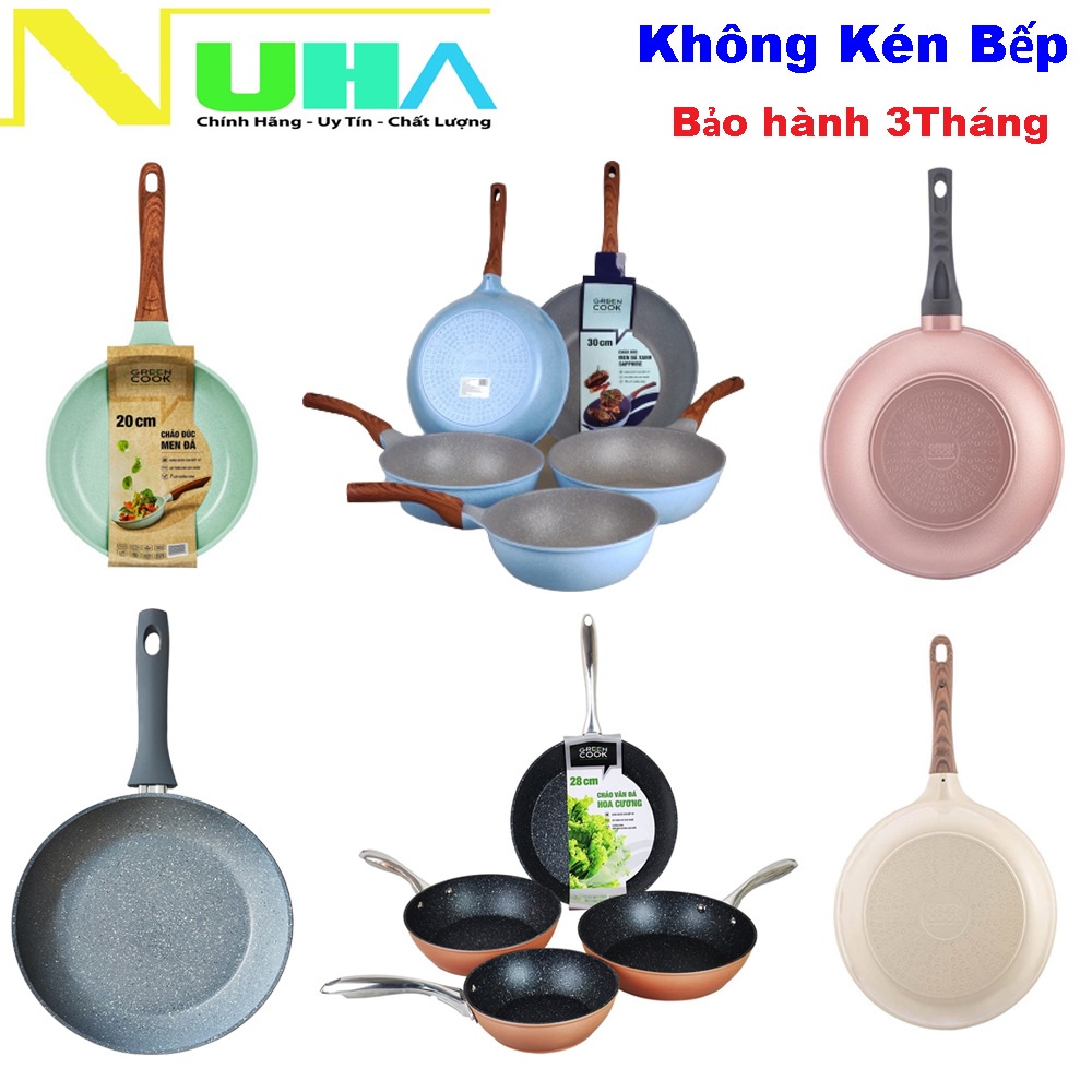 Chảo chống dính không kén bếp Greencook Việt Nam, đáy từ dùng mọi loại bếp-Tổng hợp