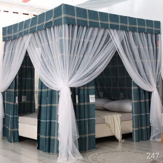 EMàn che giường hộ gia đình sàn nắng chống muỗi phòng ngủ một mảnh dày dặn kín hoàn toàn mờ rèm đơn đôi