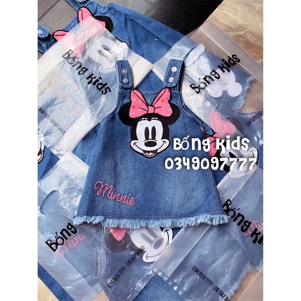 Yếm Váy Bé Gái Minnie Denim Xanh Mài PR