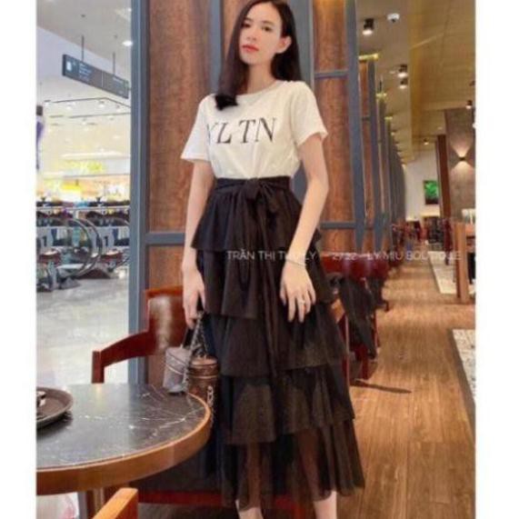 CHÂN VÁY TẦNG NƠ DÁNG DÀI CS1612 - DÀI 81CM
