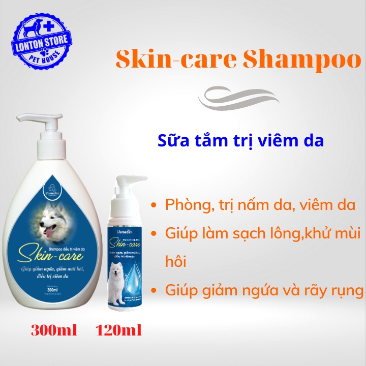 VEMEDIM Skin Care Shampoo - Sữa Tắm Cho Chó Mèo Phòng Viêm Da, Hôi Và Ngứa Da 300ml - Lonton Store &amp; Vemedim