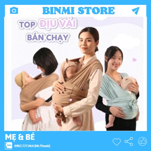 Địu em bé JUMY, địu vải cho bé sơ sinh chính hãng bằng cotton mịn mát, dịu nhẹ, tư thế M tốt cho bé