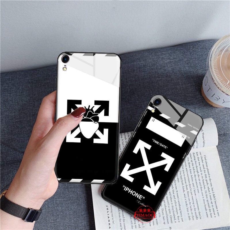 Ốp Điện Thoại Mặt Kính Họa Tiết Off White 92t Dành Cho Iphone Xs Max Xr X 11 Pro 7 8 6 6s Plus