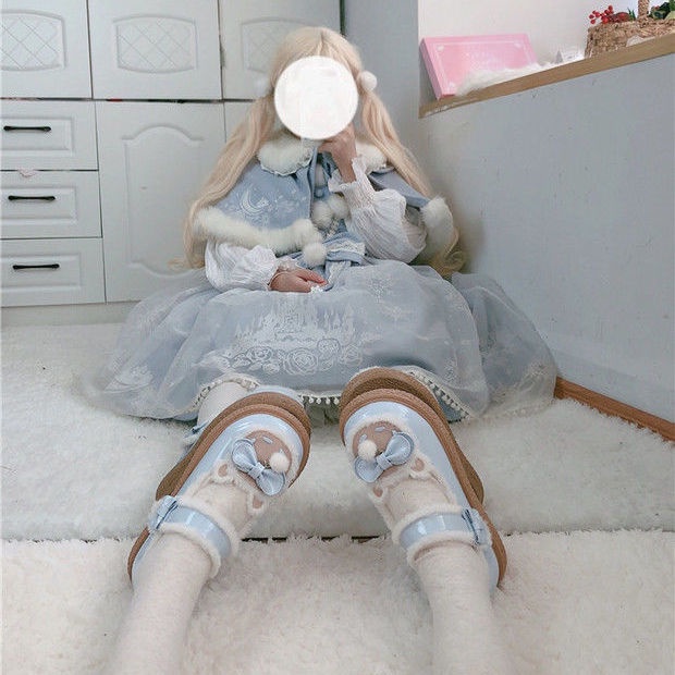 Giày da đính nơ phong cách Lolita nữ tính