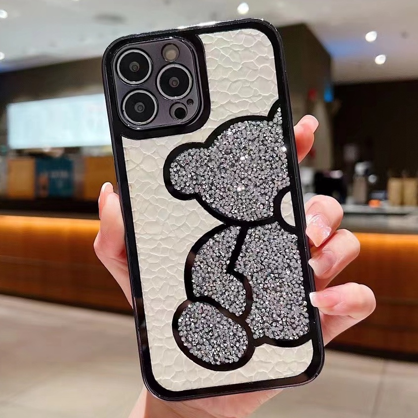 Ốp iphone 11 Ốp Điện Thoại Hình Gấu Đính Kim Cương Cho iPhone 13 Pro Max 12 11 Pro Max XR 7 8 PLUS