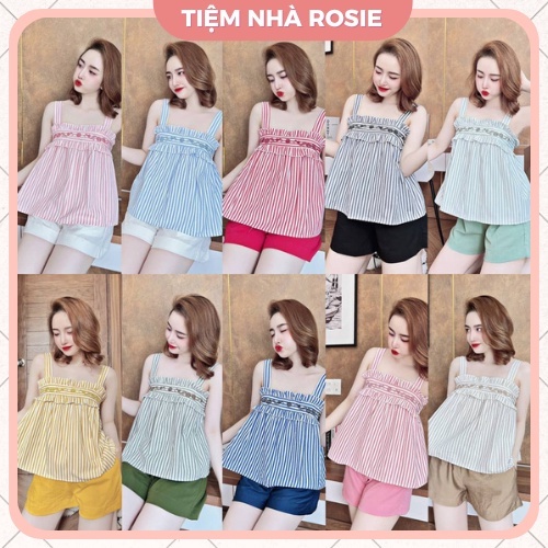Bộ cộc đùi hai dây chất vải linen fom nhỏ từ 40 tới 53kg