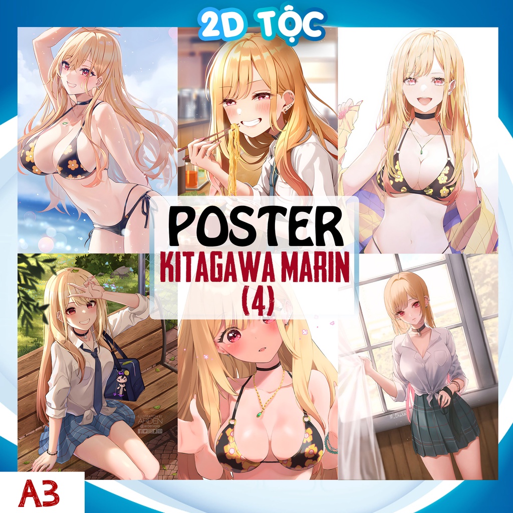 POSTER A3 KITAGAWA MARIN  ANIME MANGA MY DRESS-UP DARLING- 2D TỘC SHOP