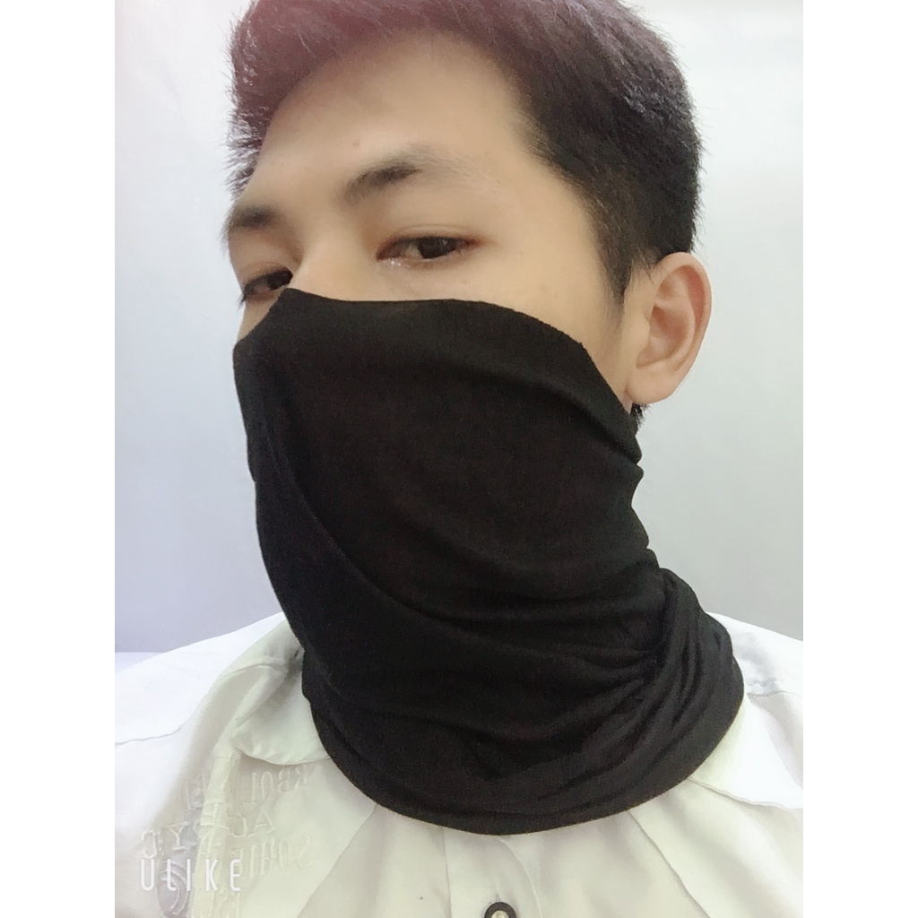 Khăn Bịt Mặt Đa Năng Chống Nắng, Chống Bụi Tốt Giá rẻ, Tiện Lợi, Đen Trơn Dễ Dùng, Độ Co Giãn Tốt Thoải Mái