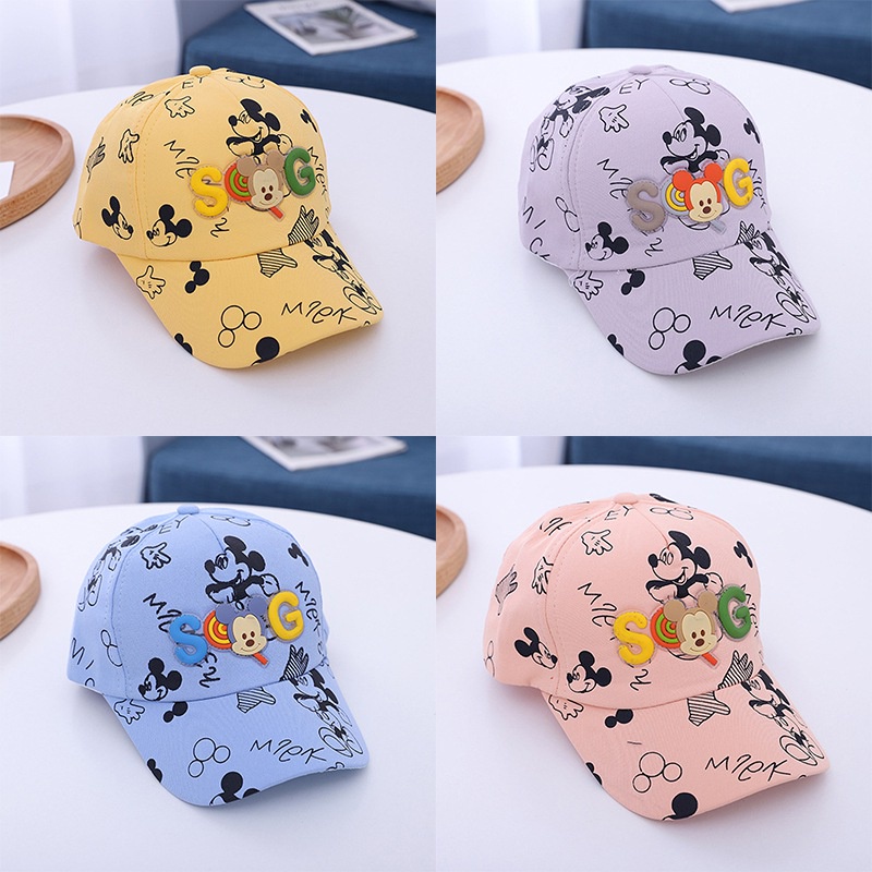 Mũ Lưỡi Trai Chống Nắng Thoáng Khí In Họa Tiết Hoạt Hình Graffiti Có Thể Điều Chỉnh Cho Bé