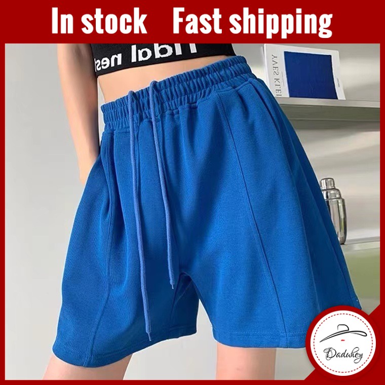 Quần ngắn daduhey ống rộng lưng cao màu trơn phong cách thể thao thời trang mùa hè 2022 dành cho nữ với 5 màu tùy chọn