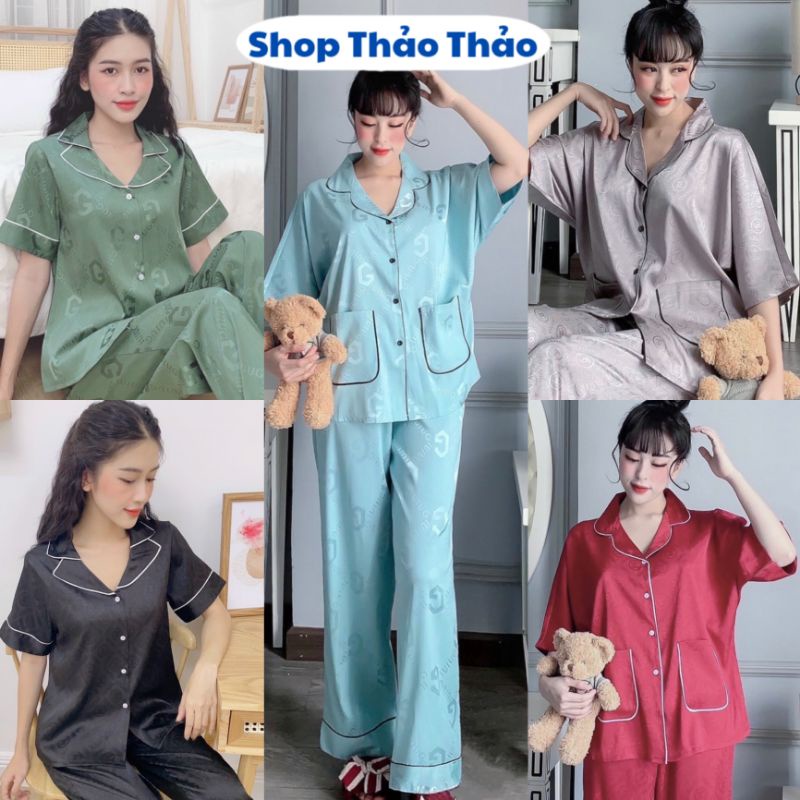 Siêu Phẩm Pijama Gấm Hoạ Tiết Cao Cấp Có Size Lớn🎀Giảm 10K Đơn 200K