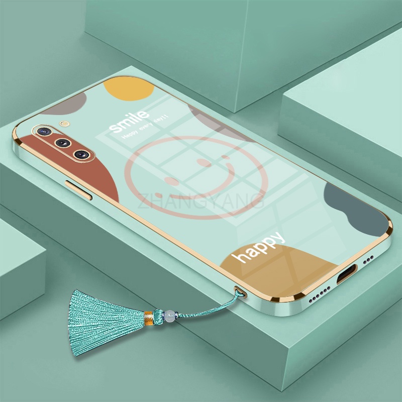 Ốp Điện Thoại TPU silicone Mạ Điện Hình Mặt Cười Kèm Dây Đeo Cho Samsung note 10 Samsung note 10 pro