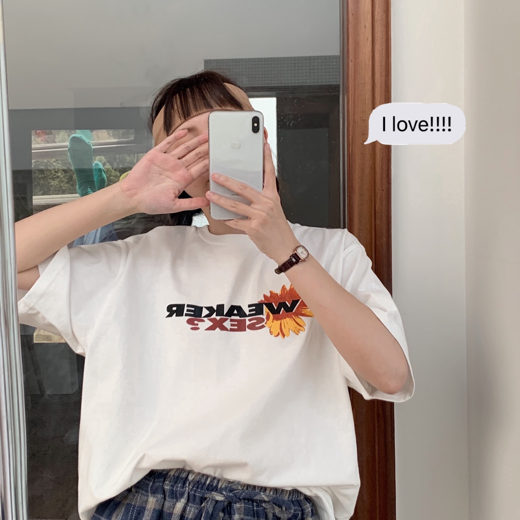 SUXI Áo Thun Dáng Rộng In Hình Hoa Cúc Xinh Xắn Thời Trang Mùa Hè Dành Cho Nữ