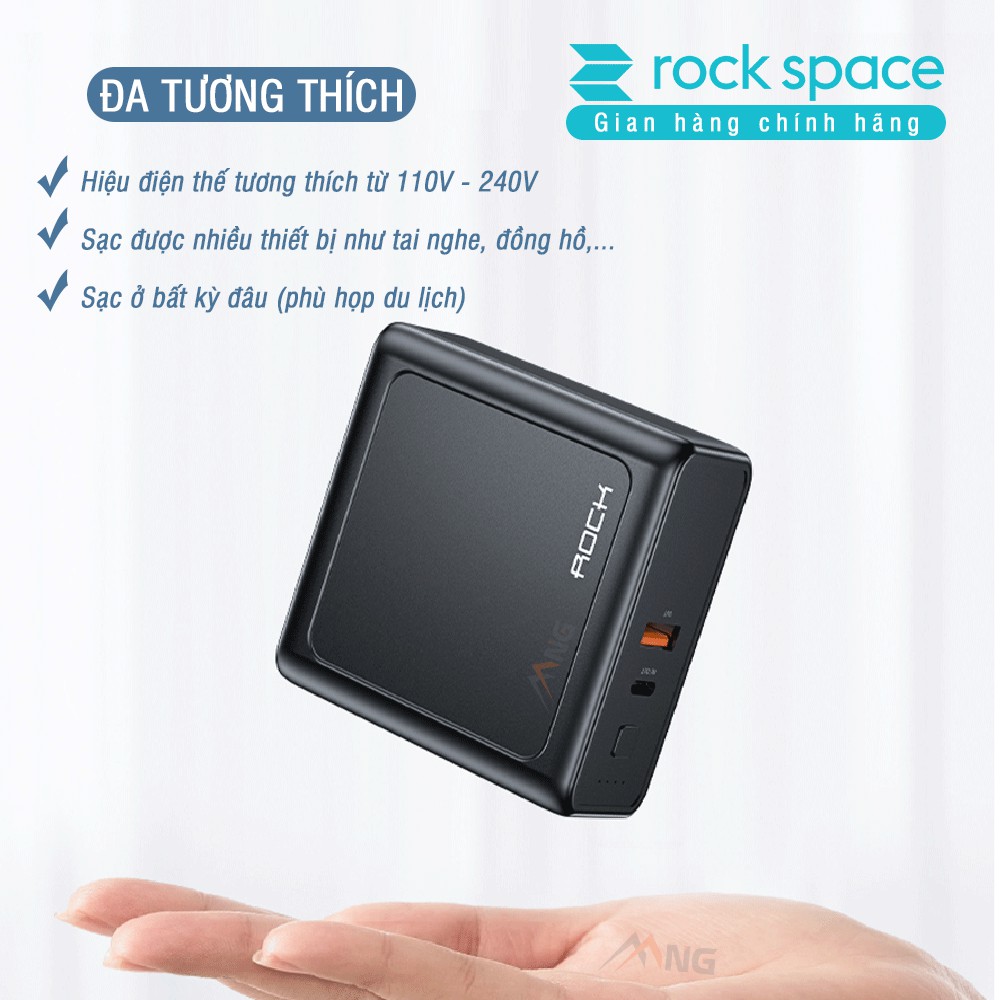 Pin sạc dự phòng Rockspace Sugar kiêm củ sạc nhanh chuẩn PD 10.000 mAh