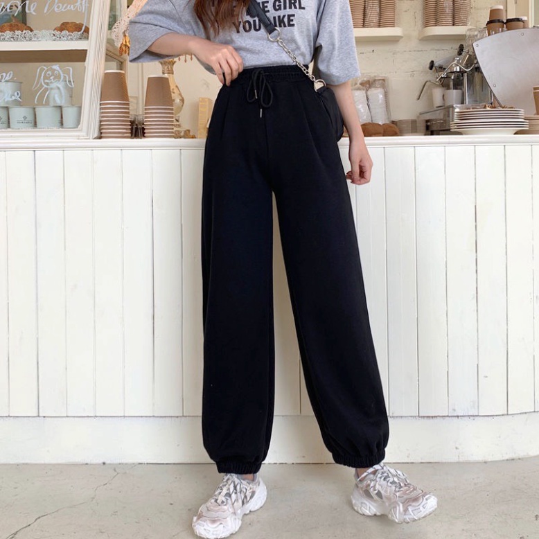 Quần nỉ jogger nữ trơn - quần nỉ ống bom unisex 2 màu siêu hot xiao chất đẹp