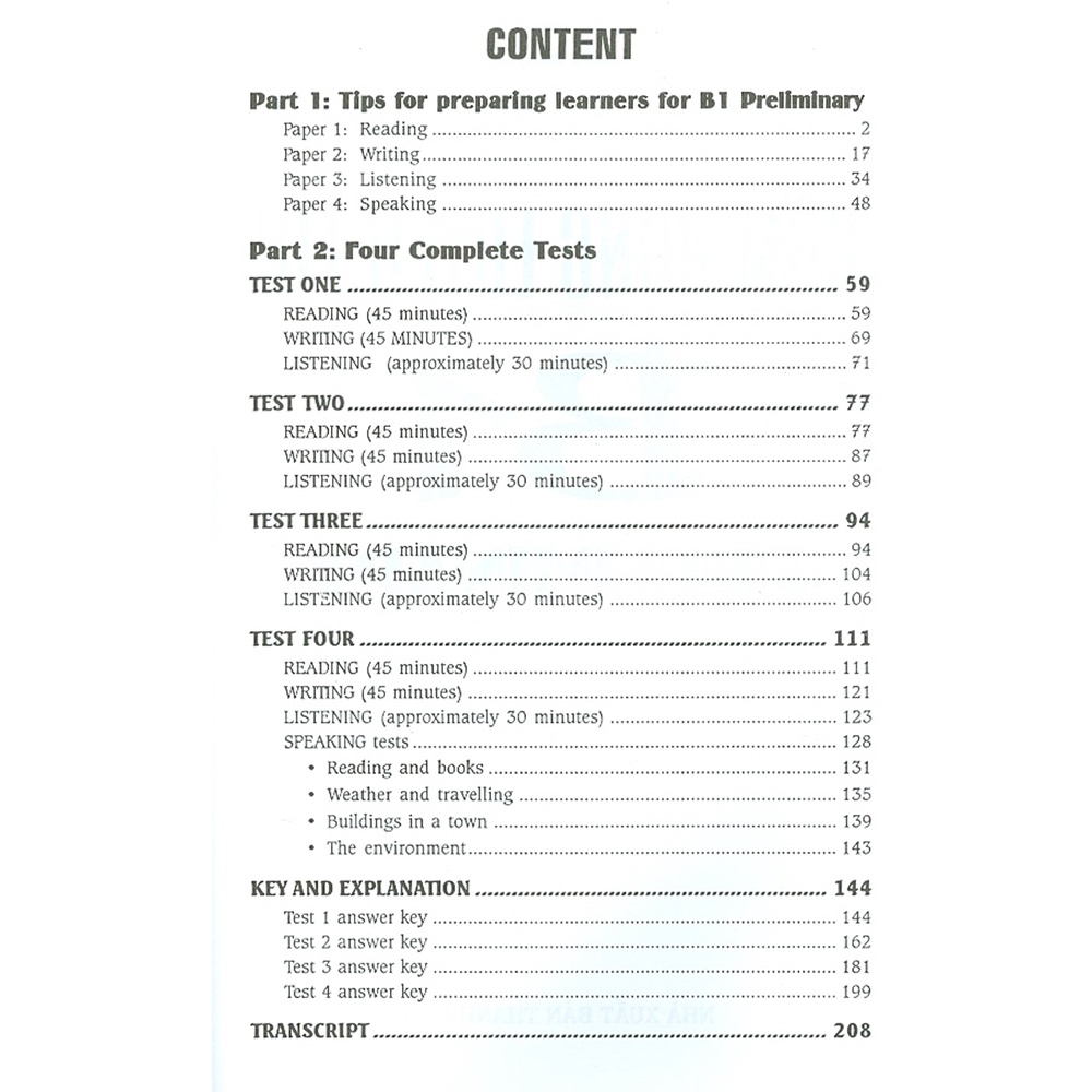 Sách - Cẩm Nang Luyện Thi B1 - Premilinary 1 (With Answers)