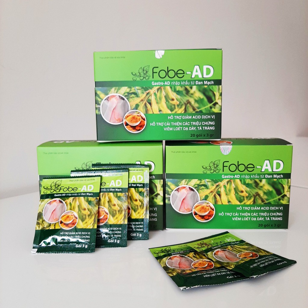 Gói uống Fobe AD – Hỗ trợ giảm nhanh ợ nóng, giảm triệu chứng bệnh dạ dày (Hộp 20 gói)