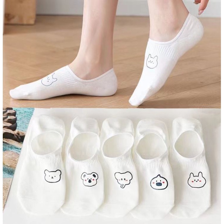 Set 10 Đôi Tất Hài Nữ Trắng Mix Hình