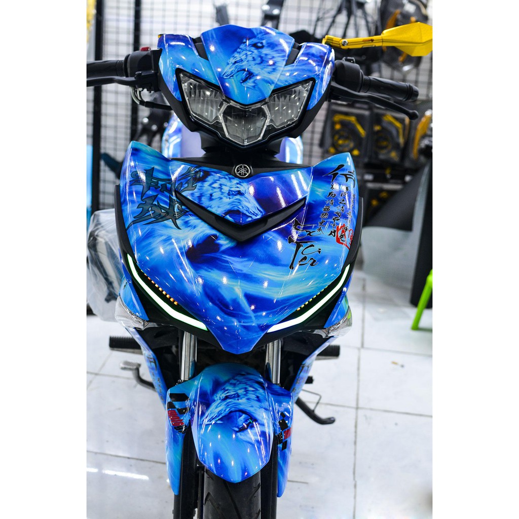 Tem trùm exciter 150 xanh trắng bạch hổ, độ team decal xe ex dán đời 2015-2020