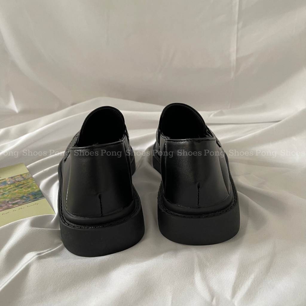 Giày Loafer Pong Shoes phong cách Ulzzangs màu đen, be, nâu FULL HỘP 1304