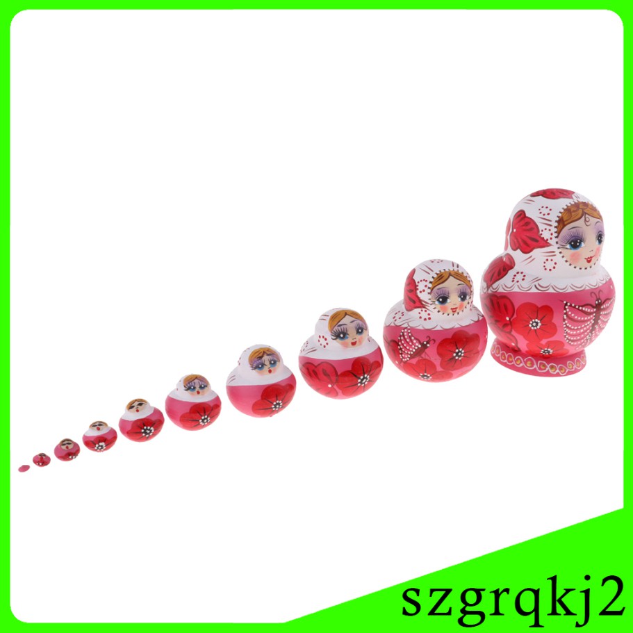 Bộ 10 Búp Bê Nga Matryoshka Bằng Gỗ