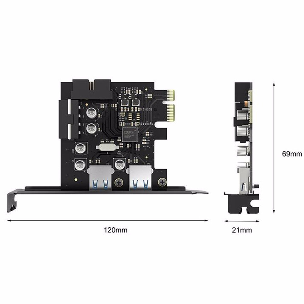 Thẻ Mở Rộng ORICO PME-4UI 2 Cổng USB3.0 PCI-E 15 Pin SATA Sang Dây Nguồn 4 Pin