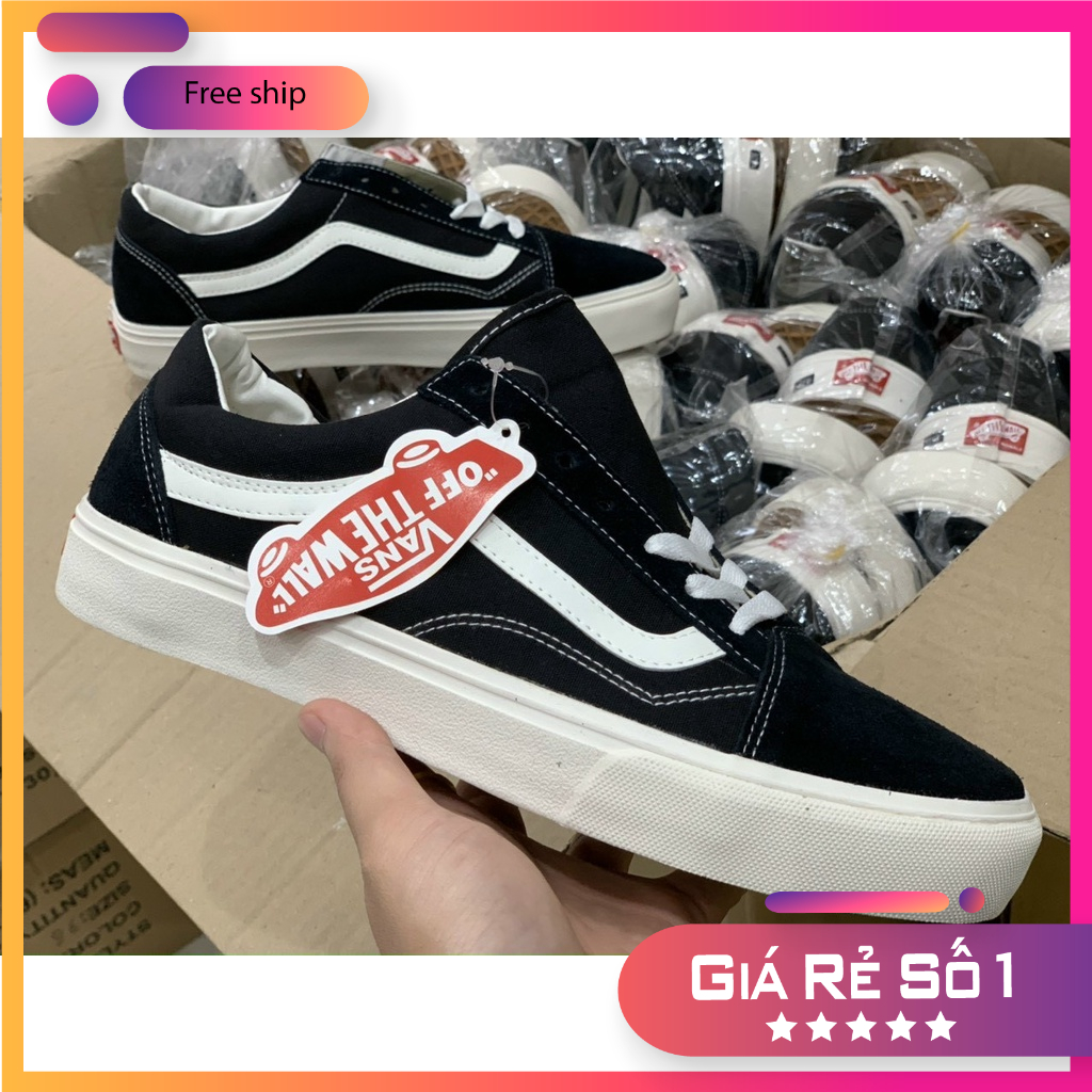 Giày 𝐕𝐚𝐧𝐬 𝐎𝐥𝐝 𝐒𝐤𝐨𝐨𝐥 - Giày Sneaker 𝐕𝐚𝐧𝐬 Đen kẻ trắng nhung nỉ cao cấp nam nữ