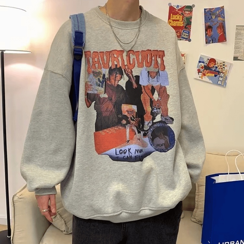Áo Nỉ Cổ Tròn In Họa Tiết Hoạt Hình Phong Cách Hip Hop Hàn Quốc Thời Trang Cho Nam Và Nữ
