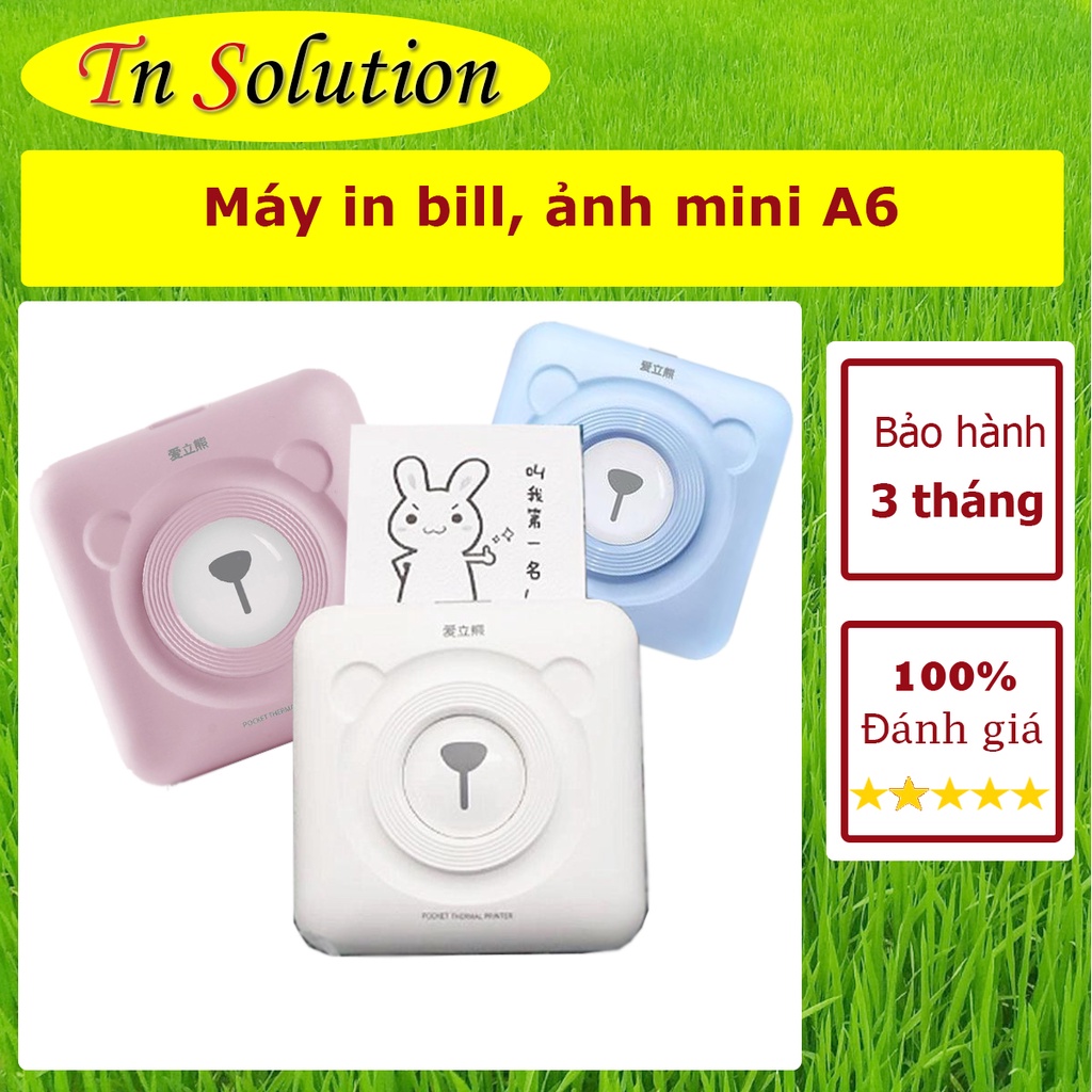 Máy in tem nhãn dán, máy in nhiệt mini Peripage A6- tặng 5 cuộn giấy các loại