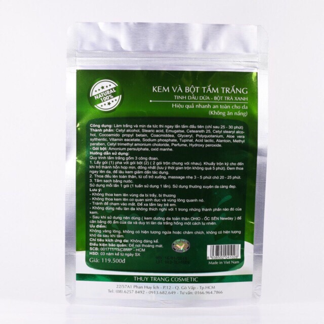 Tắm trắng OHIO tinh chất dầu dừa-bột trà xanh 250g