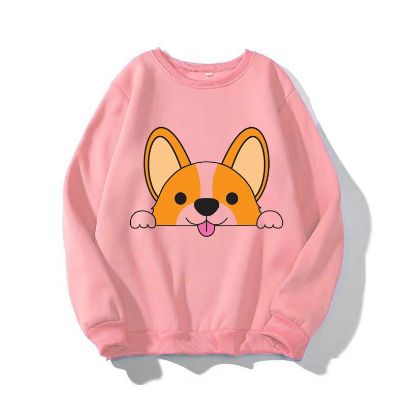 ÁO SWEATER NỈ UNISEX IN HÌNH MẶT CÚN SIÊU DỄ THƯƠNG