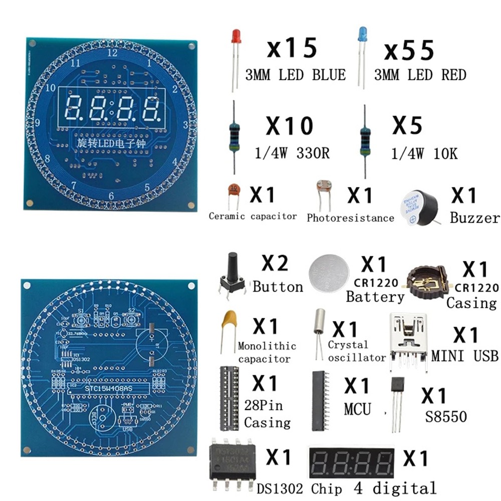 Mô Đun Đèn Led Hiển Thị Nhiệt Độ Ds1302 C8051 Mcu Stc15W408As