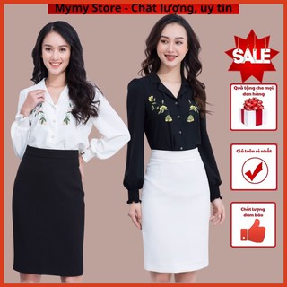 Áo sơ mi công sở nữ cao cấp, sơ mi thiết kế cổ ve, tay bồng nhẹ chất tằm lụa mềm mại