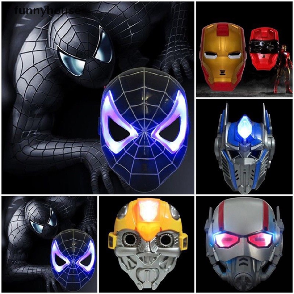 Mặt nạ siêu anh hùng/ người sắt/ người nhện/ hulk có đèn LED độc đáo