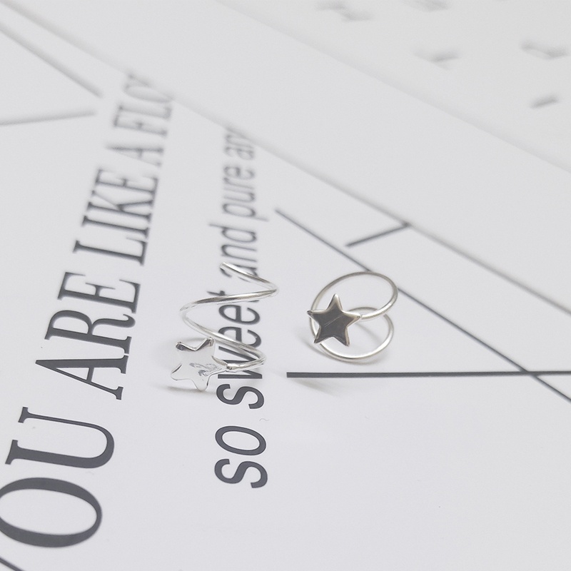 Bông tai bạc nữ dạng móc ánh sáng ngôi sao DaLiA Jewelry khuyên tai bạc cá tính