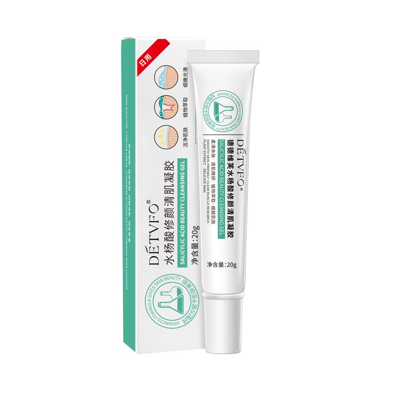 Gel Hỗ trợ giảm mụn DETVFO 20g Làm Sạch Sâu Lỗ Chân Lông Kiểm Soát Dầu Và Làm Sáng Da