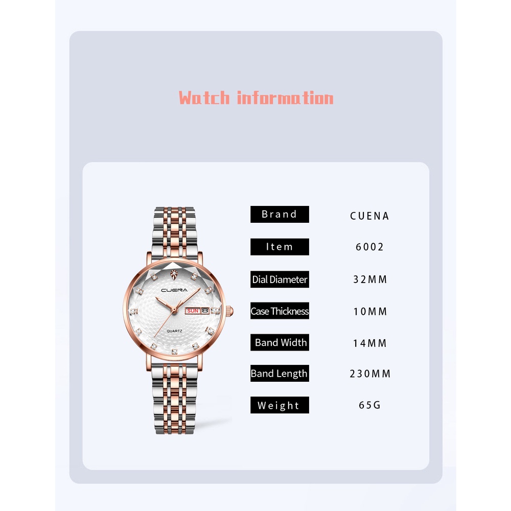 Đồng hồ đeo tay CRRJU 6002X máy thạch anh thép không gỉ chống thấm nước thời trang sang trọng dành cho nữ