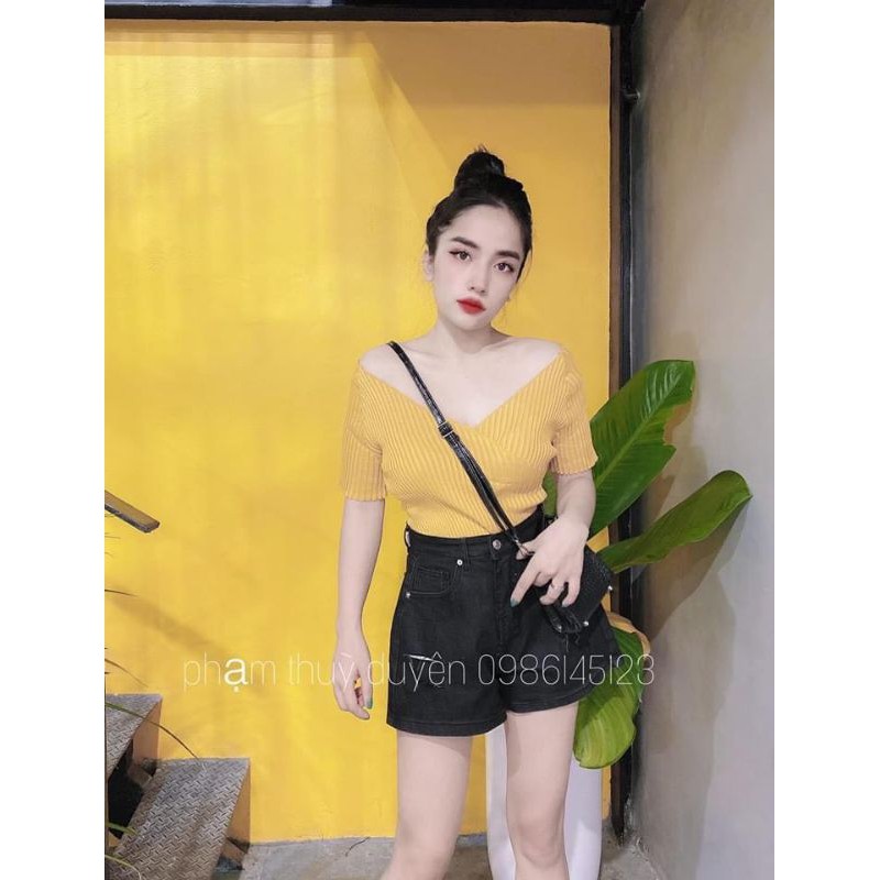 Áo len montogi cộc tay vạt chéo [ Quảng Châu ] [ Ảnh Thật ] | BigBuy360 - bigbuy360.vn