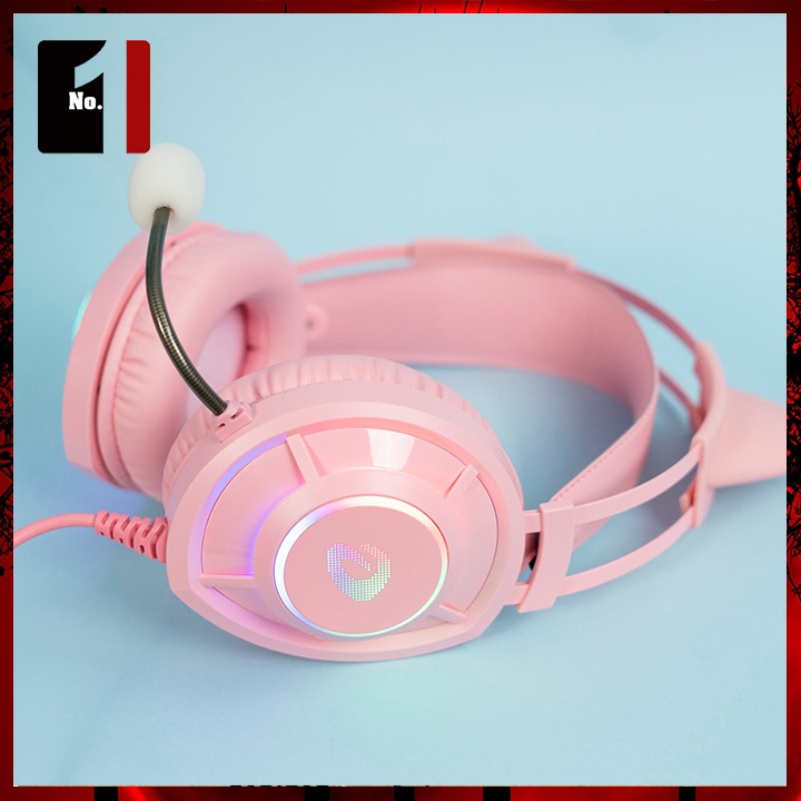 Tai Nghe Mèo Headphone Gaming Chụp Tai DAREU EH469 Màu Hồng Led RGB Tai Nghe Game Thủ Có Mic Máy Vi Tính Laptop Pc