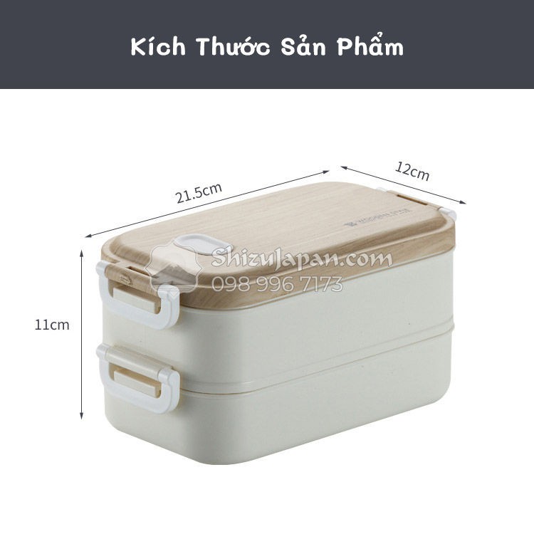 Hộp Cơm Trưa Cách Nhiệt 2 Tầng INOX 304 Hình Chữ Nhật 1.6L