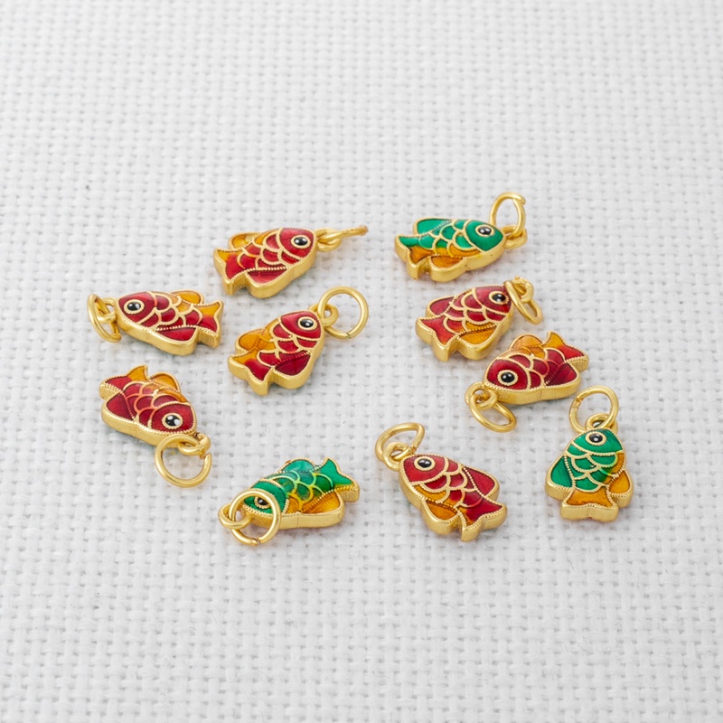 Mặt Dây Chuyền/ Khuyên Tai/ Vòng Tay/ Dây Chuyền Hình Cá Màu Nhám 18k diy