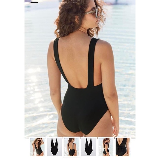 Áo Tắm Đồ Bơi Bikini 1 Mảnh Aerie Xuất Dư Đen Khoét Ngực & Lưng Sâu Siêu Hack Dáng S M