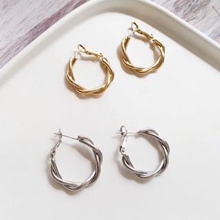 Bông Tai Bạc S925 Thiết Kế Xoắn Sáng Tạo Phong Cách Âu Mỹ Thời Trang Đường Phố
