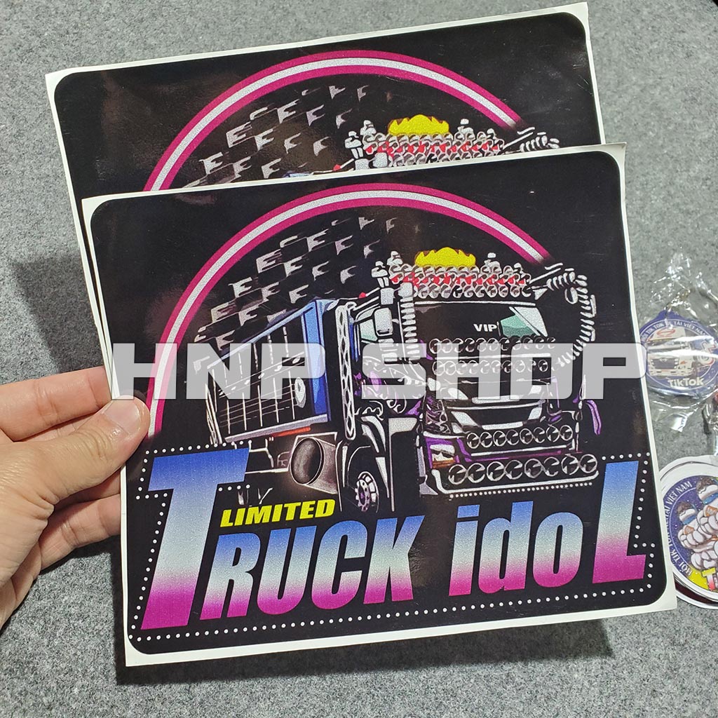 Cặp 02 Tem Dán Xe Tải Truck Idol TikTok Xe Tải, Phản Quang kích thước 20cm