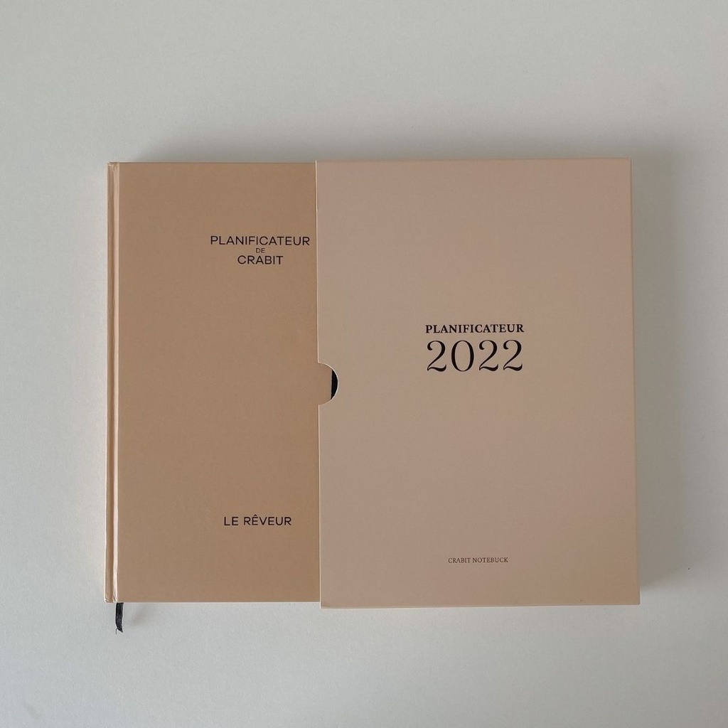 Sổ Planner 2022 Crabit - Sổ lịch A5 lên kế hoạch 12 tháng, có túi sau, 100gsm